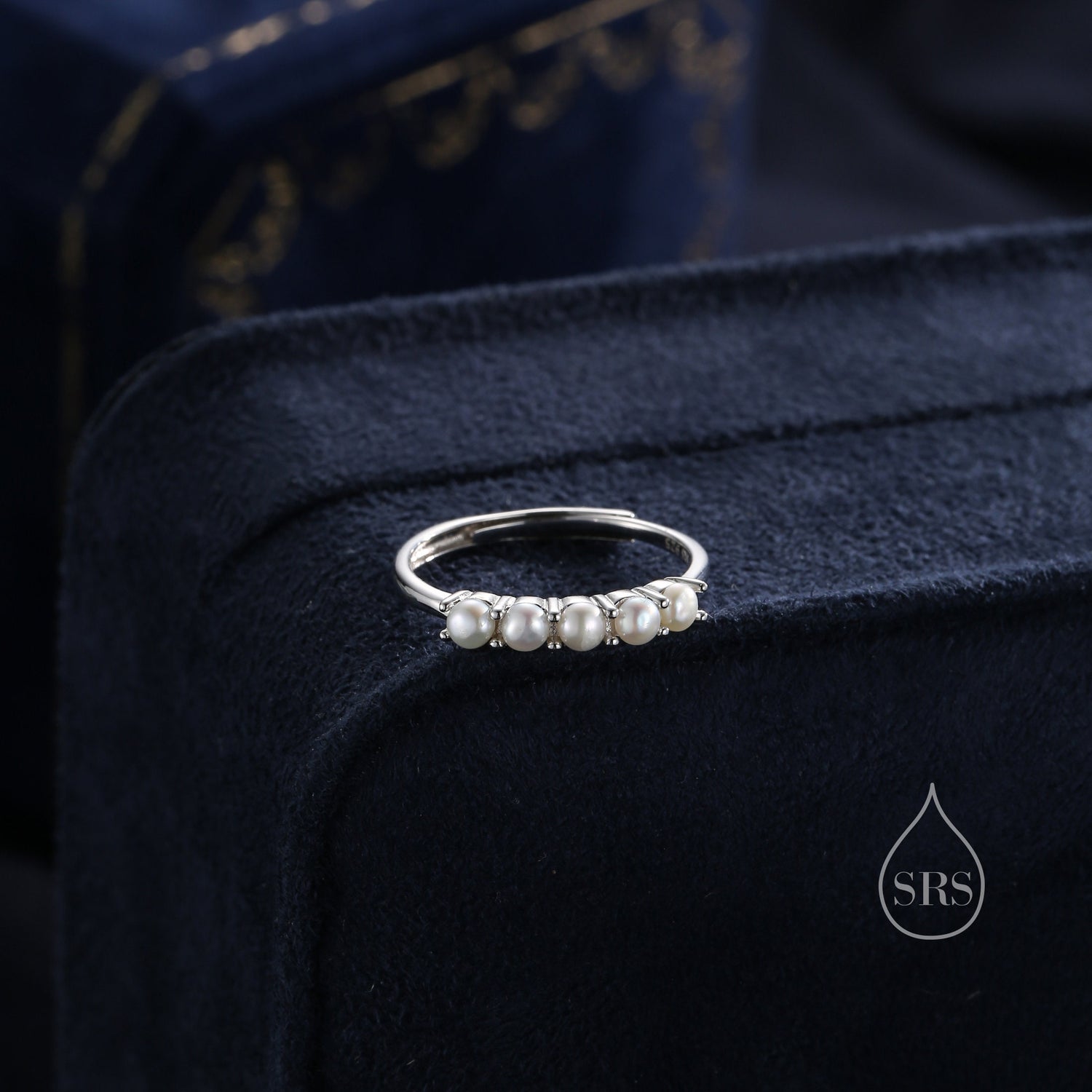 Freshwater Pearl Half Eternity Ring