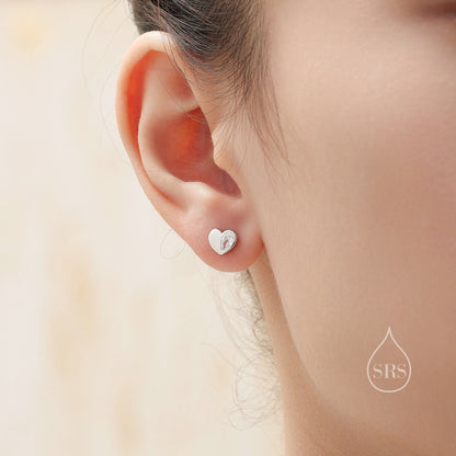 Sterling Silver CZ Heart Stud Earrings, Available in 4 Colour, Silver or Gold, CZ Heart Earrings, Dainty Heart Earrings