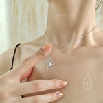 CZ Star Pendant Necklace in Sterling Silver, Silver or Gold, Open Star Halo Necklace