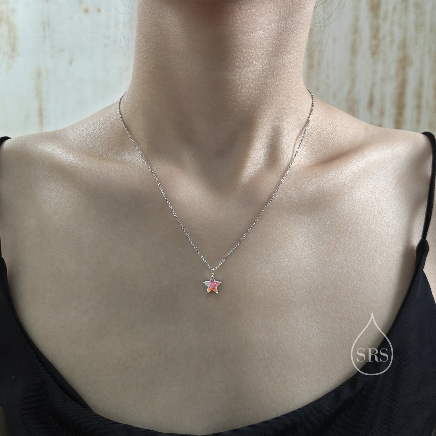 Sterling Silver Clear CZ Star Pendant Necklace, Silver or Gold, Star Shape CZ Necklace