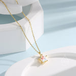 Sterling Silver Aurora AB CZ Star Pendant Necklace, Silver or Gold, Star Shape CZ Necklace, Colour Changing Star Necklace