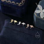 Mismatched Kawaii Hammerhead Shark & Manta Ray 18G Screw Back Earrings in Sterling Silver, Animal Earrings