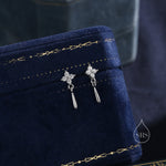Sterling Silver Four CZ and Droplet Stud Earrings, Hydrangea CZ Earrings