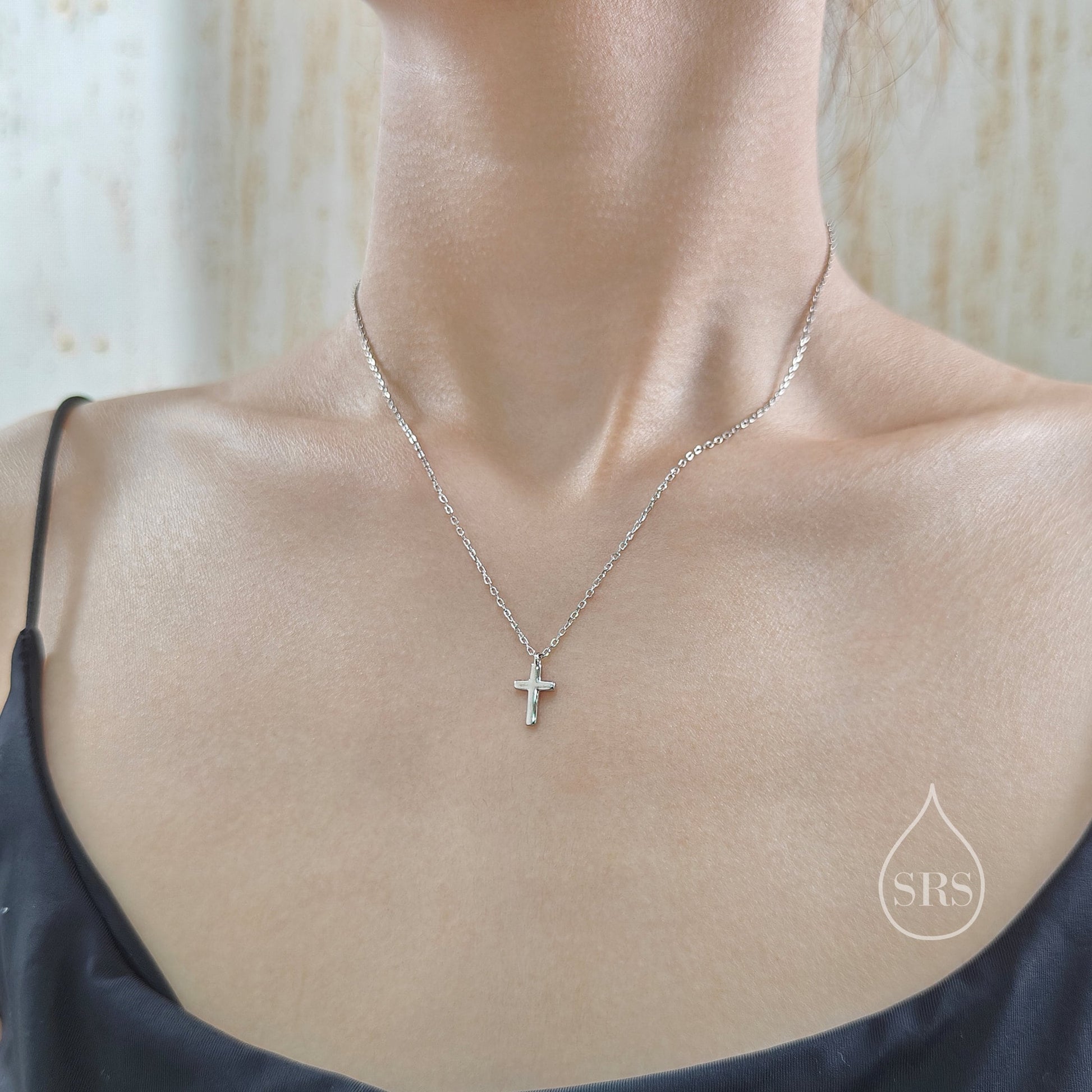 Dainty Cross Pendant Necklace in Sterling Silver, Cross Necklace, Silver or Gold, Sterling Silver Cross Necklace