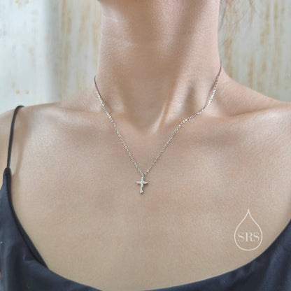 Dainty Cross Pendant Necklace in Sterling Silver, Cross Necklace, Silver or Gold, Sterling Silver Cross Necklace