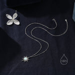 White Opal North Star Pendant Necklace in Sterling Silver, Silver or Gold, Lab Opal Starburst Necklace, Opal Star Necklace, Opal Sunburst