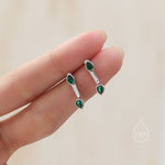 Double Pear Cut CZ Ear Jacket in Sterling Silver, Silver or Gold, Available in Blue, Black, Green, Clear CZ, Front and Back Earrings
