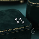 Tiny Hydrangea Flower Inspired 18G Screw Back Earrings with Sparkly CZ Crystals