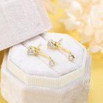 Double Trillion Cut CZ Ear Jacket in Sterling Silver, Silver or Gold, Available in Black, Green, Clear CZ, Front and Back Earrings
