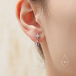 Sterling Silver Four CZ and Marquise Stud Earrings, Hydrangea CZ Earrings, CZ Dangle Stud Earrings, Silver or Gold, Available in 4 Colours