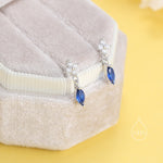 Sterling Silver Four CZ and Marquise Stud Earrings, Hydrangea CZ Earrings, CZ Dangle Stud Earrings, Silver or Gold, Available in 4 Colours