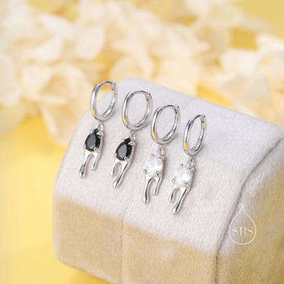 Pear Cut CZ Melting Hoop Earrings in Sterling Silver,  Silver or Gold, Dripping Hoops, Melting Hoops