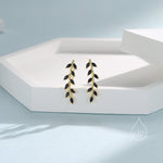 Black CZ Leaf Crawler Earrings in Sterling Silver, Silver, Gold or Rose Gold, Olive Branch Climber Earrings, Nature Inspired Earring