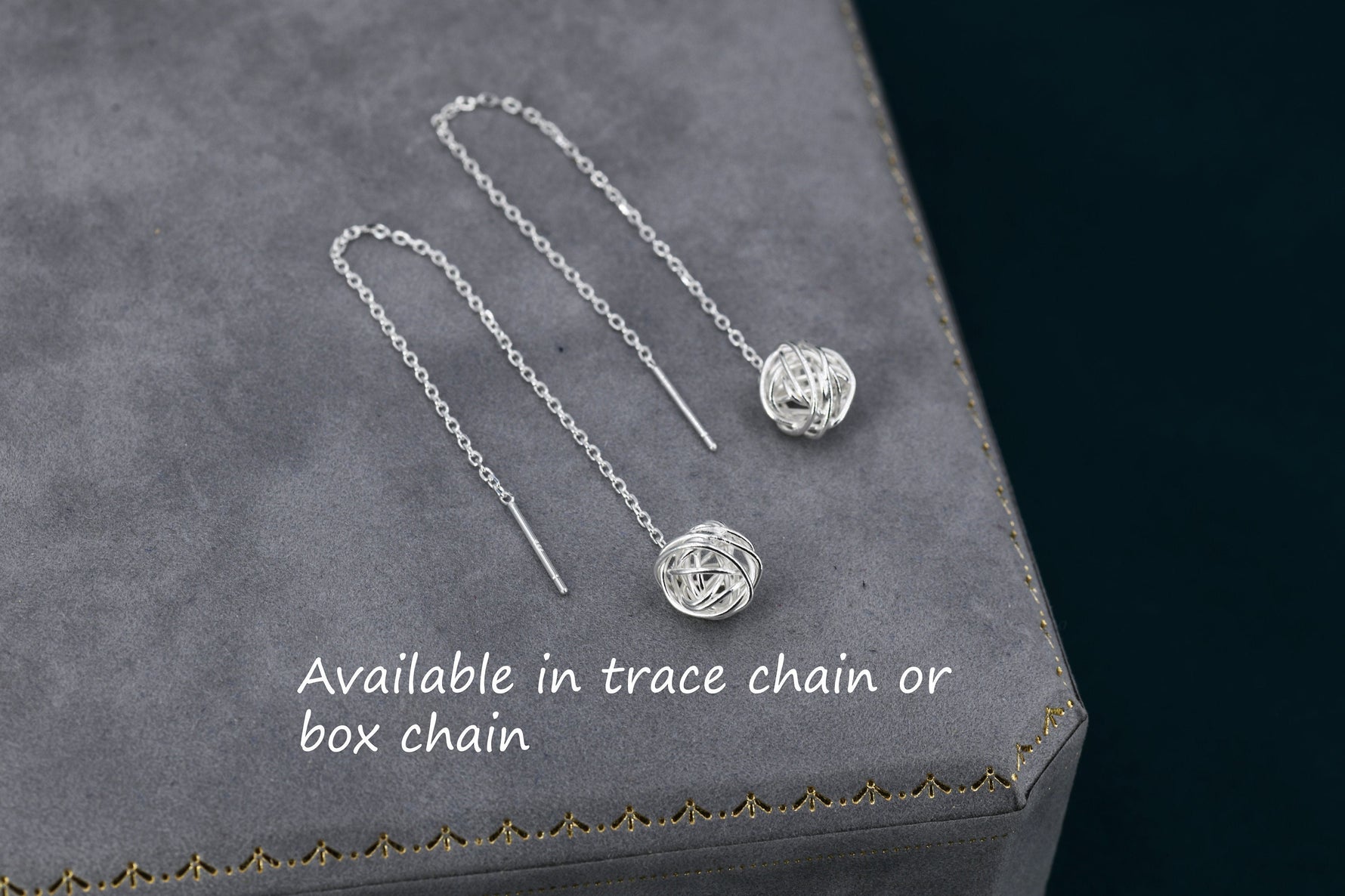 Sterling Silver Yarn ball Tumbleweed Wire Ball Threaders Earrings - Hand Woven from Sterling Silver Wire, Minimalist Ear Threaders