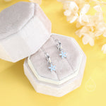 Flower CZ Huggie Hoop in Sterling Silver, Opal Blue or Opal Pink Flower Hoops, Silver or Gold, Detachable and Interchangeable Flower Charms