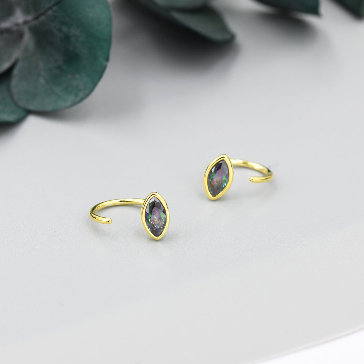 Marquise Opal Open Hoop Earrings