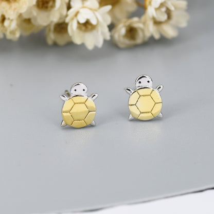 Cute Little Turtle Stud Earrings in Sterling Silver - Animal Stud Earrings  - Nature Inspired  - Cute,  Fun, Whimsical