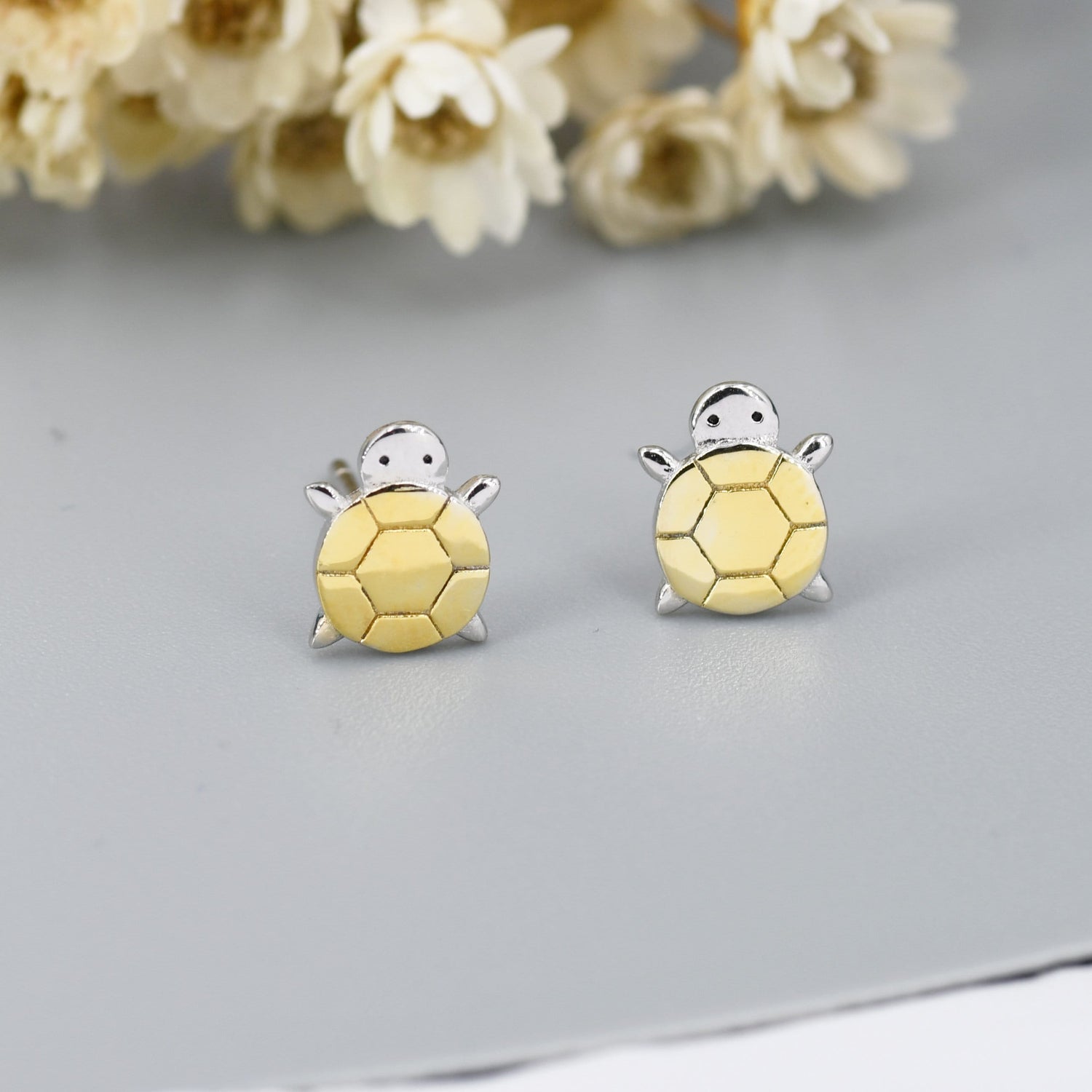 Cute Little Turtle Stud Earrings in Sterling Silver - Animal Stud Earrings - Nature Inspired - Cute, Fun, Whimsical
