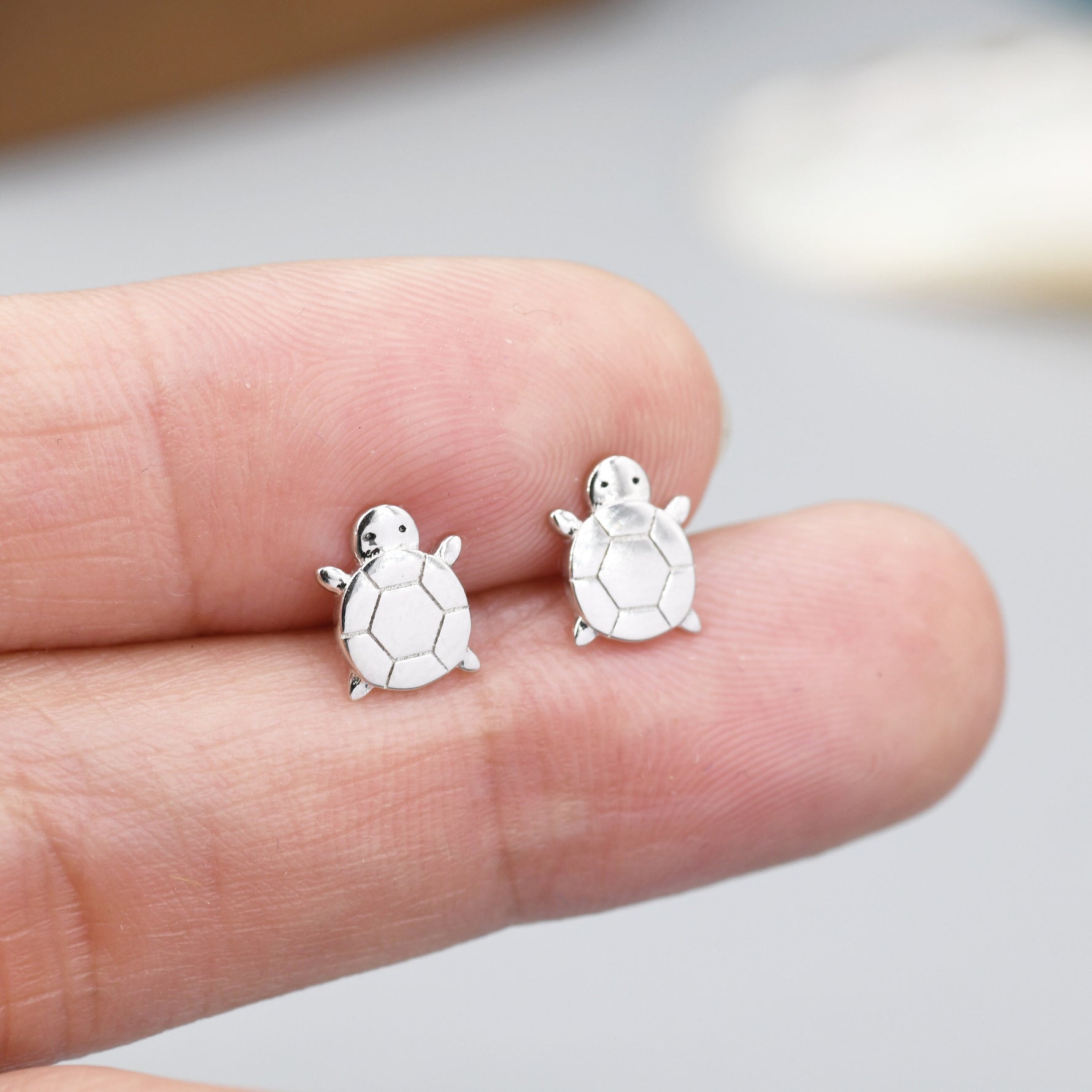 Cute Little Turtle Stud Earrings in Sterling Silver - Animal Stud Earrings - Nature Inspired - Cute, Fun, Whimsical