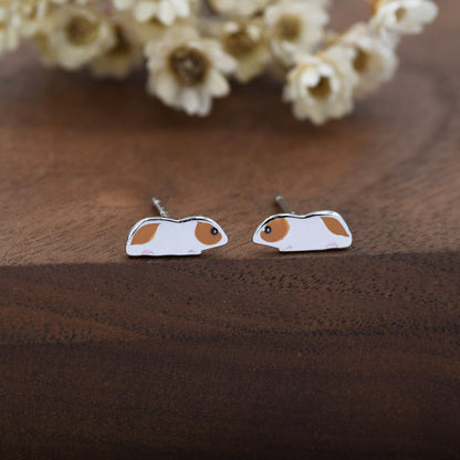 Guinea Pigs Enamel Stud Earrings in Sterling Silver, Cute Earrings, Pet Earrings, Pet Jewellery