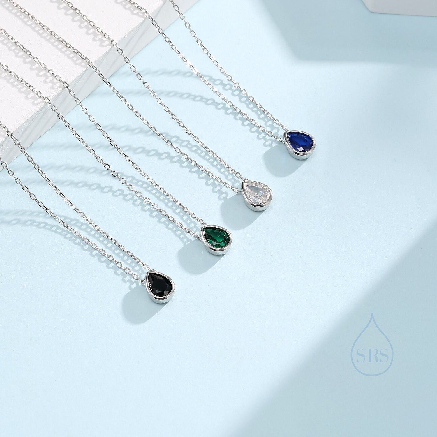 CZ Pear Bezel Pendant Necklace