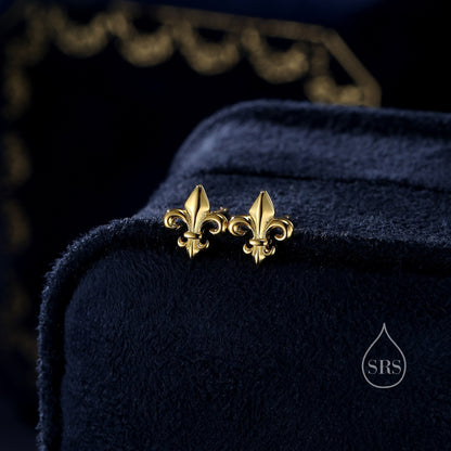 Sterling Silver Fleur De Lis Stud Earrings, Silver or Gold or Rose Gold, fleur-de-lis Earrings, Floral Earrings,