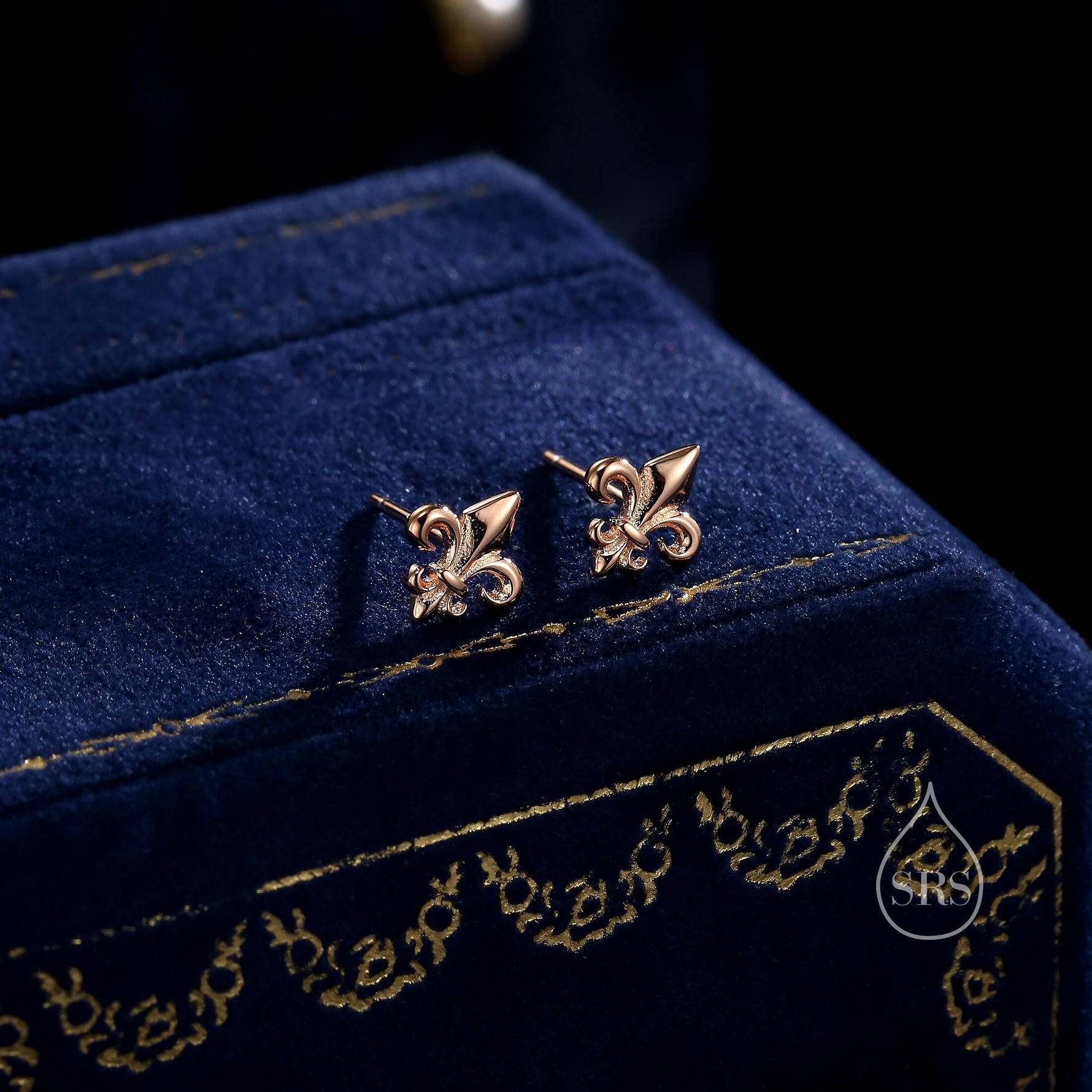 Sterling Silver Fleur De Lis Stud Earrings, Silver or Gold or Rose Gold, fleur-de-lis Earrings, Floral Earrings,