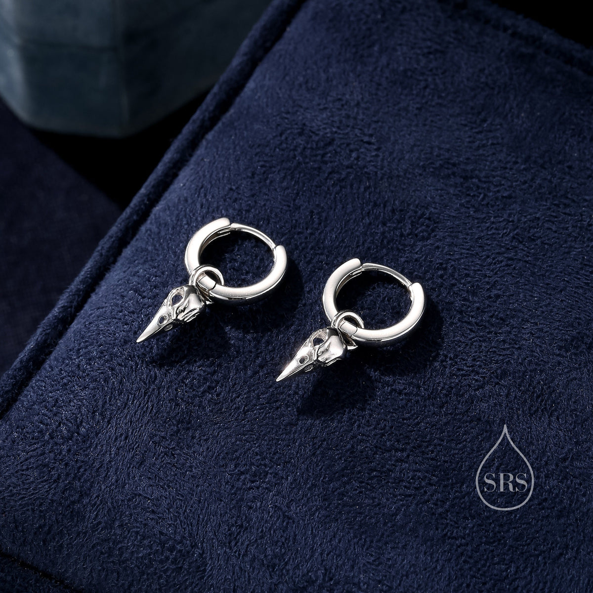 Bird Skull Huggie Hoop Earrings