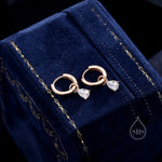Sterling Silver Pear Cut CZ Droplet Hoop Earrings, Silver, Gold or Rose Gold, Droplet Dangle Hoop Earrings, Interchangeable Charms