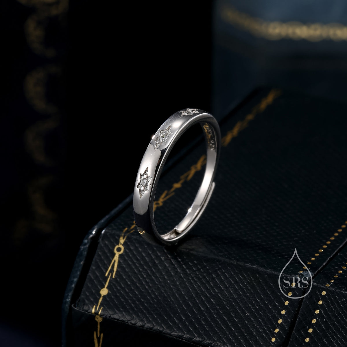 CZ Starburst Adjustable Ring