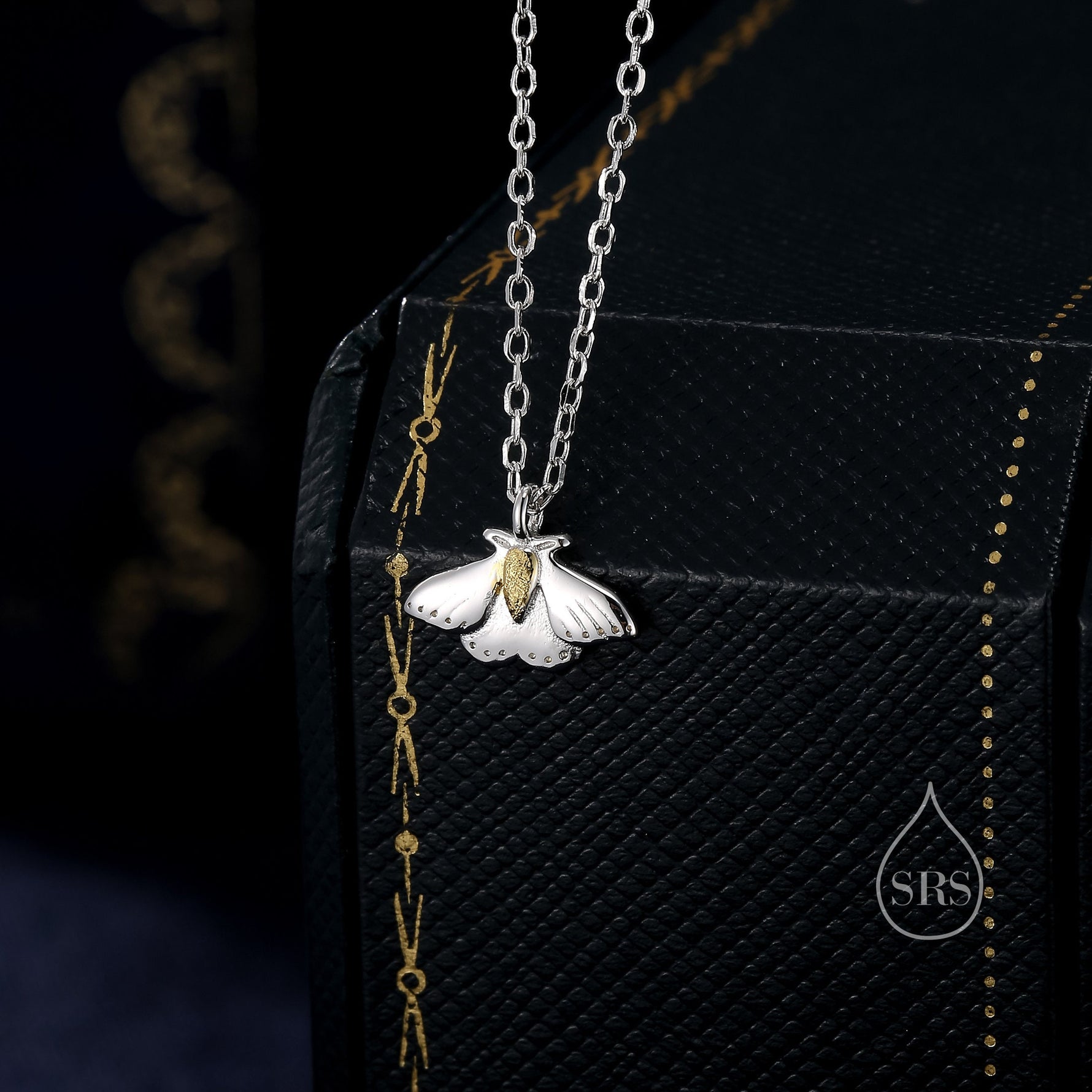 Tiny Moth Pendant Necklace in Sterling Silver, Cute Moth Necklace, Silver Butterfly Necklace, Animal Jewellery by Silver Rain Silver