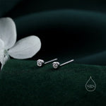 Extra Tiny 2mm CZ Stud Earrings in Sterling Silver, Silver or Gold, 2mm CZ Earrings, Blue, Green, Black, Turquoise, Clear