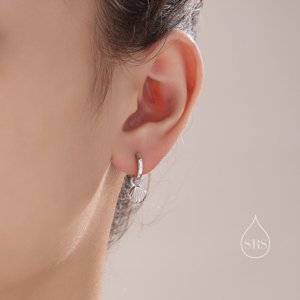 Sterling Silver Mismatched Shell Huggie Hoops, Silver, Gold or Rose Gold, Detachable Cute Asymmetric Shell Hoop Earrings,