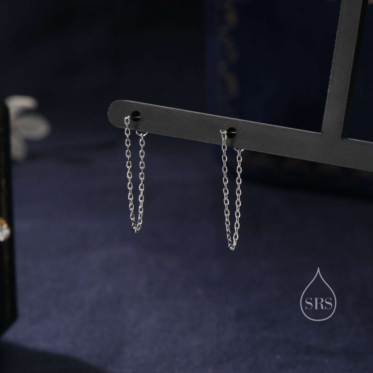 Minimalist Chain Ear Jacket in Sterling Silver, Silver or Gold or Rose Gold, Front and Back Earrings, Two Part Earrings, Chain Earrings