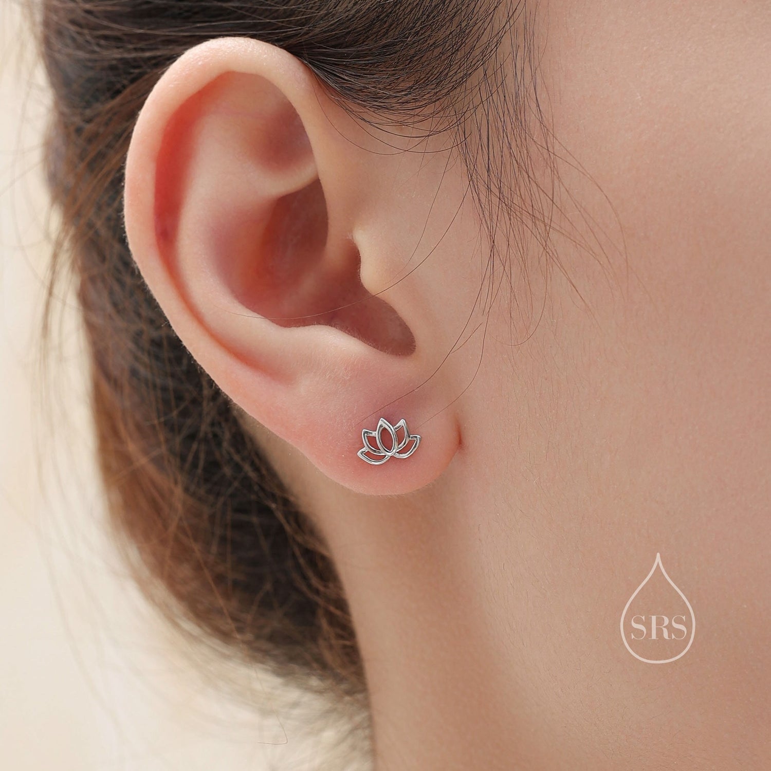Lotus Flower Stud Earrings in Sterling Silver, Silver or Gold, Nature Inspired, Botanical Earrings