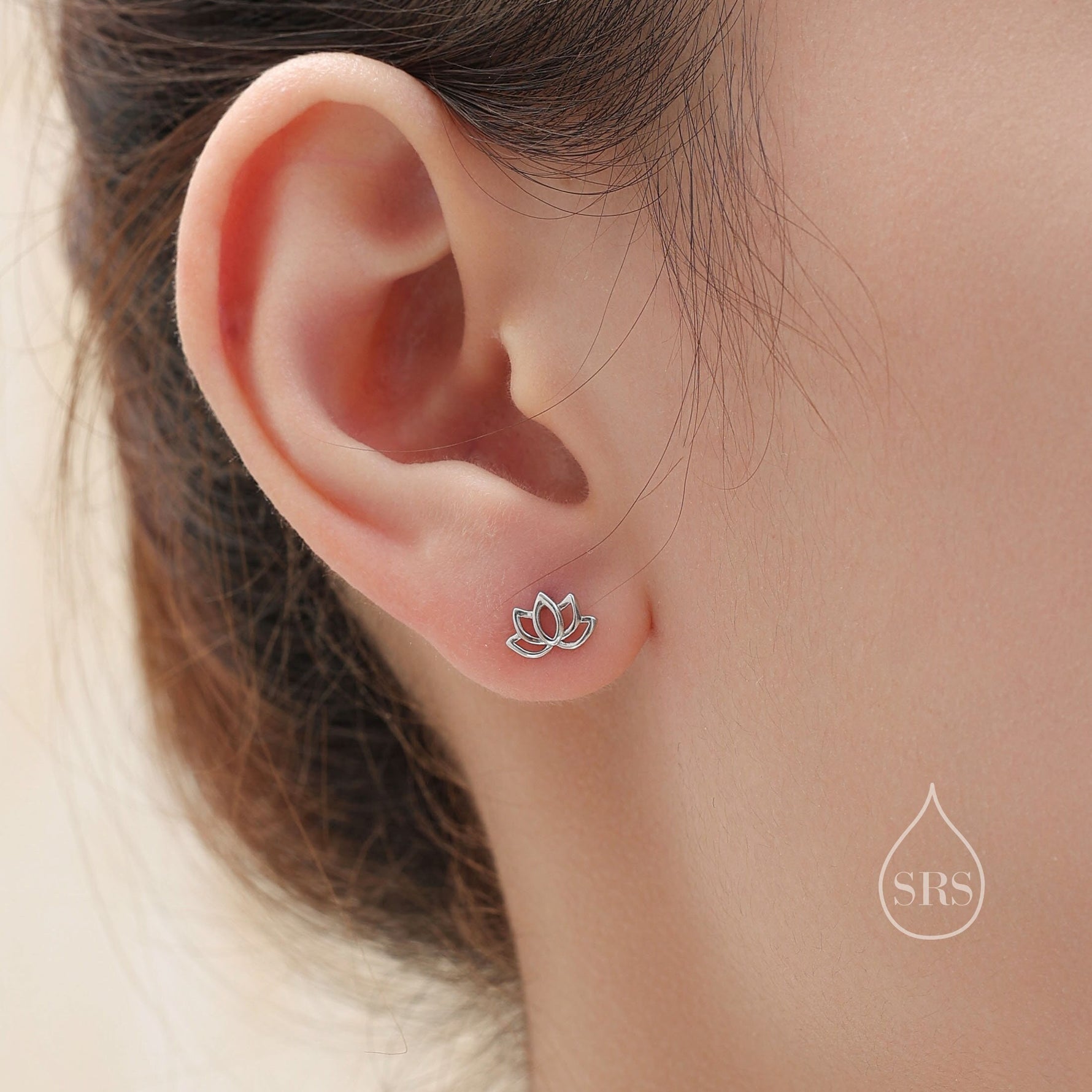 Lotus Flower Stud Earrings in Sterling Silver, Silver or Gold, Nature Inspired, Botanical Earrings
