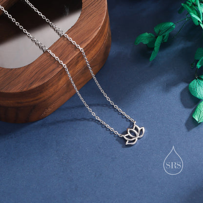 Lotus Flower Pendant Necklace in Sterling Silver, Silver or Gold, Lotus Necklace, Sterling Silver Lotus Flower Pendant, Water Lily Necklace