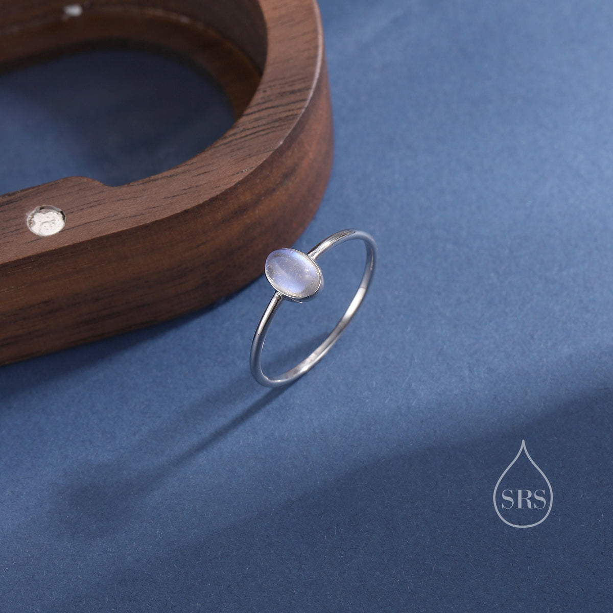 Moonstone Oval Ring in Sterling Silver, US 5 - 8, Delicate Opal Stone Ring, Lab Moonstone Ring, Lab Moonstone Ring