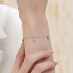 Delicate Aqua Green Opal Charm Bracelet in Sterling Silver, Silver or Gold, Silver Opal Bracelet