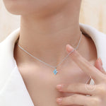 Blue Opal Hydrangea Pendant Necklace in Sterling Silver, Silver or Gold, Blue Opal Four Dot Necklace, Sterling Silver Opal Pendant