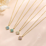 Blue Opal Hydrangea Pendant Necklace in Sterling Silver, Silver or Gold, Blue Opal Four Dot Necklace, Sterling Silver Opal Pendant