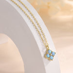 Blue Opal Hydrangea Pendant Necklace in Sterling Silver, Silver or Gold, Blue Opal Four Dot Necklace, Sterling Silver Opal Pendant