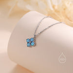Blue Opal Hydrangea Pendant Necklace in Sterling Silver, Silver or Gold, Blue Opal Four Dot Necklace, Sterling Silver Opal Pendant