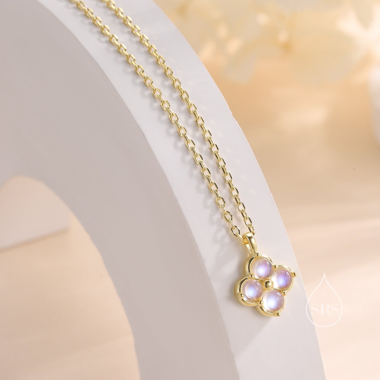 Moonstone Hydrangea Pendant Necklace