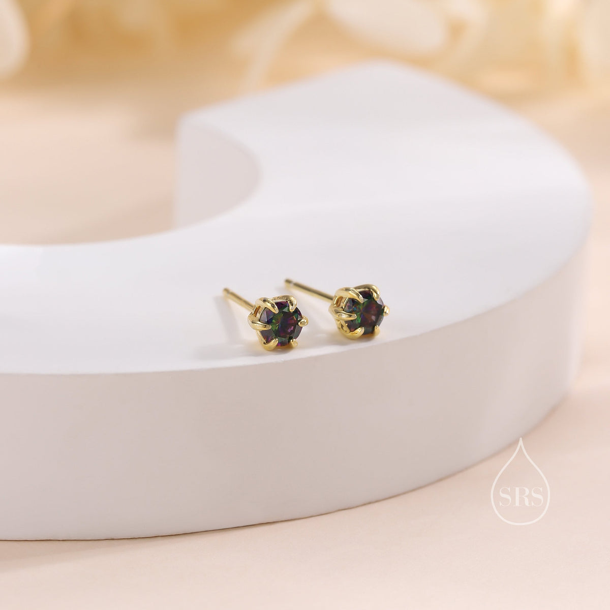 4mm Mystic Black CZ Stud Earrings