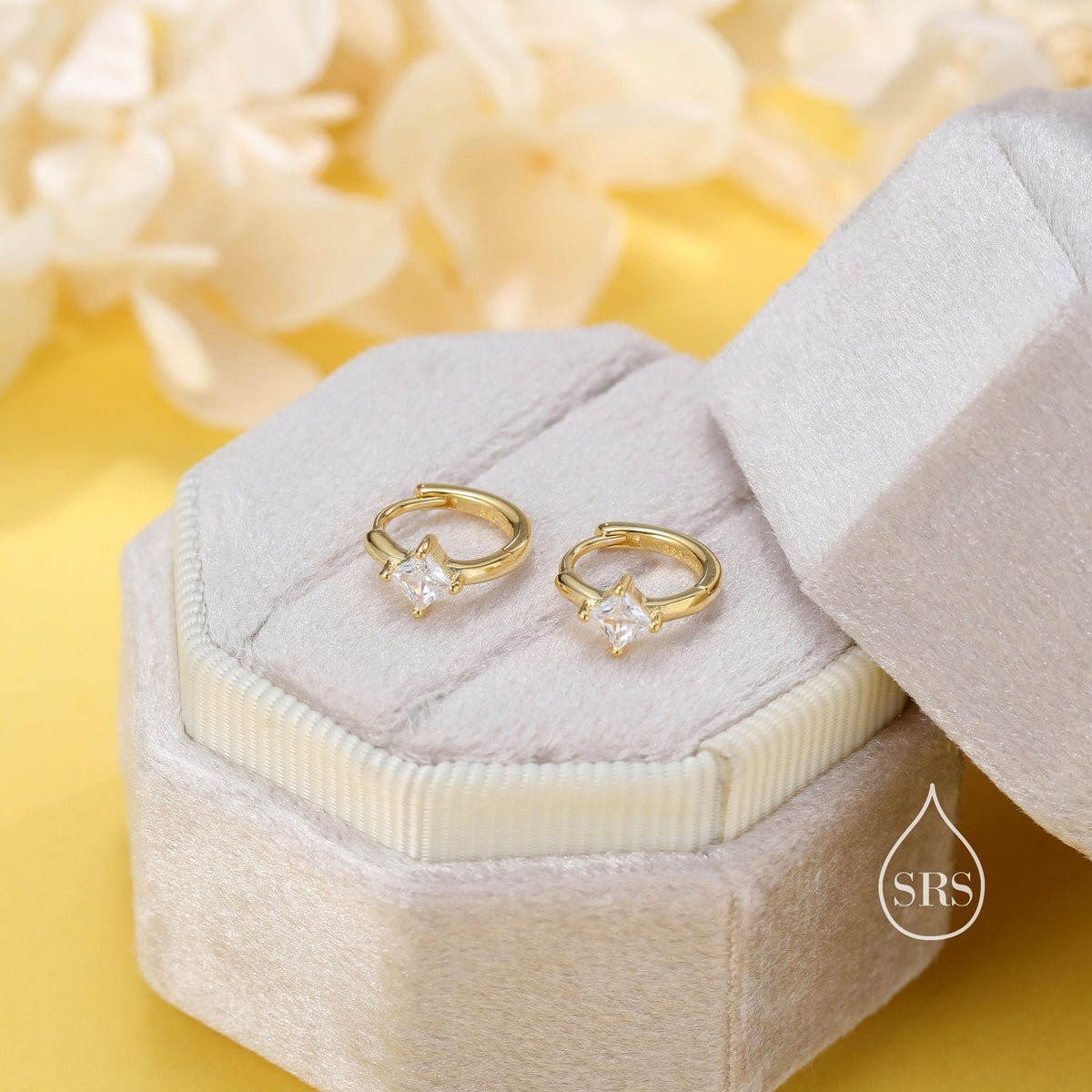 Single CZ Crystal Huggie Hoop in Sterling Silver, Silver or Gold, Minimalist Simple Hoop Earrings