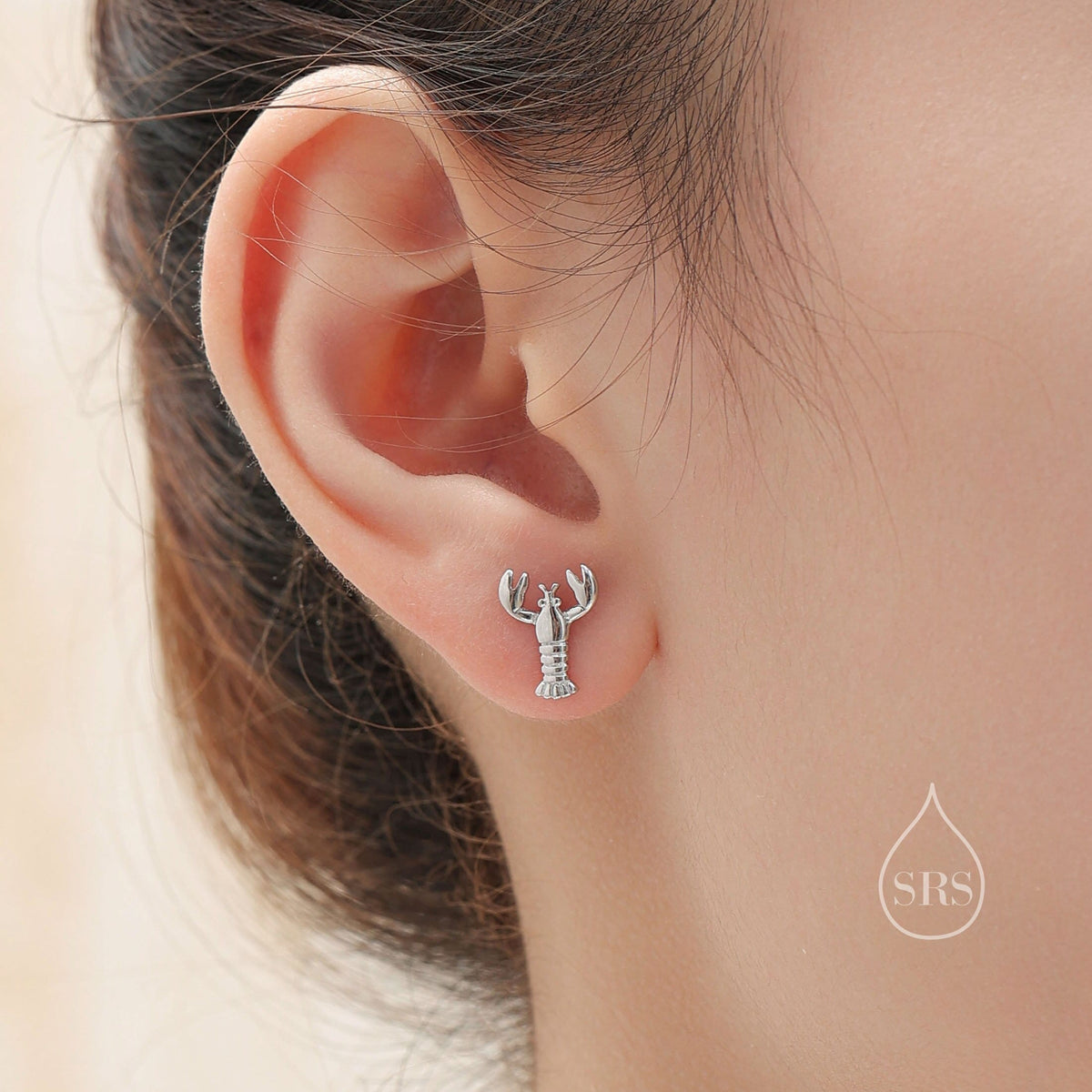 Mismatched Sterling Silver Lobster and Prawn Stud Earrings, Asymmetric Shrimp and Lobster Ocean Creature Earrings, Cute and Quirky