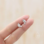 Manatee Stud Earrings in Sterling Silver, Nature Inspired Animal Earrings