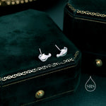 Manatee Stud Earrings in Sterling Silver, Nature Inspired Animal Earrings