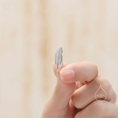 Feather Crawler Earrings in Sterling Silver, Silver, Gold or Rose Gold, Feather Ear Crawlers, Feather Ear Climbers, Feather Hook Earrings